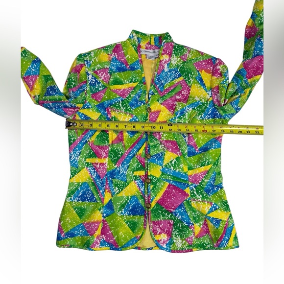 Anne Crimmins for UMI Collections Colorful Abstract Geo Print Jacket Sz 10 VTG - Picture 4 of 6
